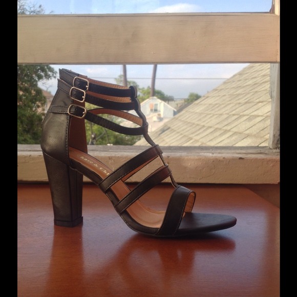 Black Caged Heeled Sandals