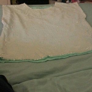 Sequin white and teal top