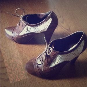 Brown and cream booties