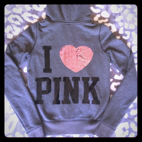 Victoria's Secret pink gray bling hoodie