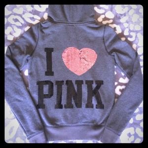 Victoria's Secret pink gray bling hoodie