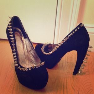 Jeffrey Campbell Madame Spike Pump in Black Suede