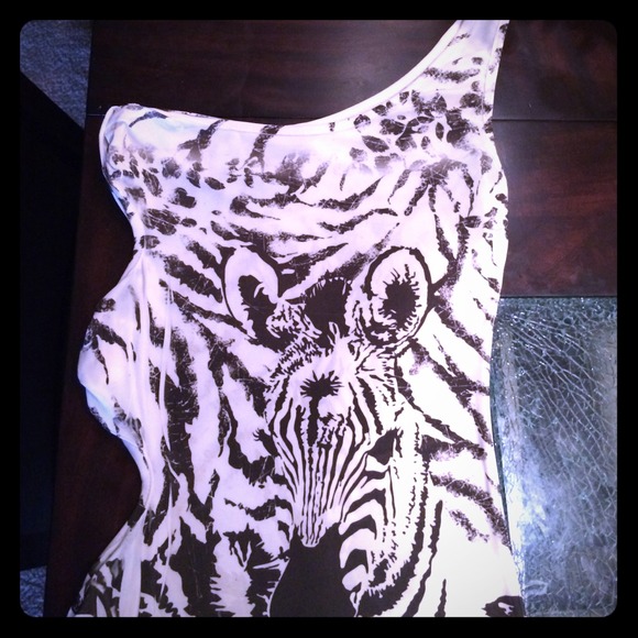 Zebra print dress. Can stretch to fit a S,M. :)