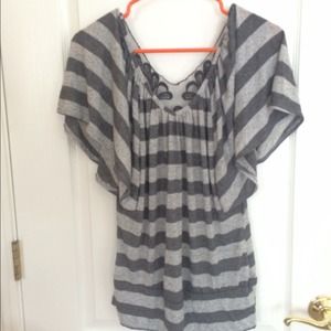 Wet seal grey striped shirt with lace back