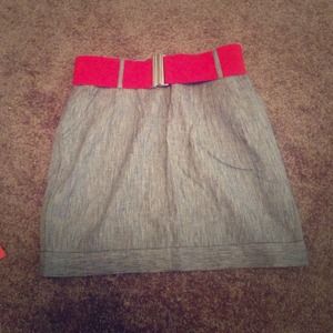 Grey Skirt with Red Belt