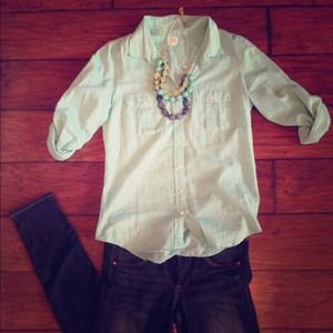 Mint button down shirt