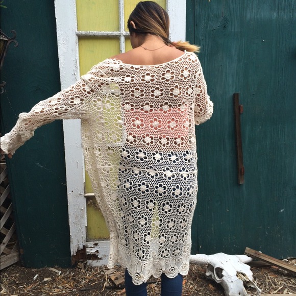 Brandy Melville lace crochet cardigan
