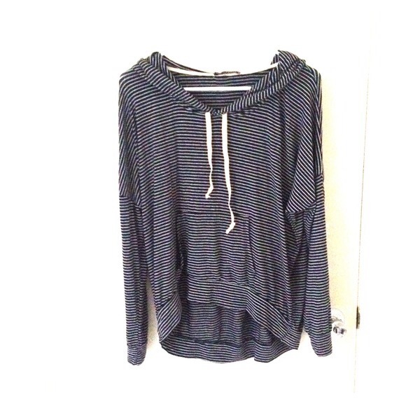 Brandy Melville black and white striped hoodie