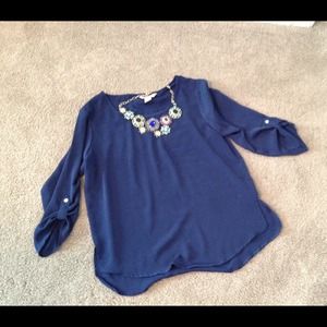 Navy polyester blouse