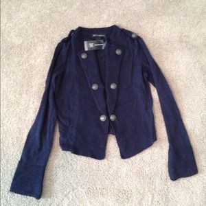 Military style navy cotton sweater