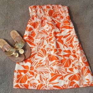 Orange strapless dress