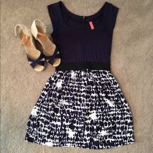 Dress with cotton top and polyester bottom