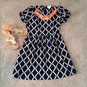 Navy and cream dress