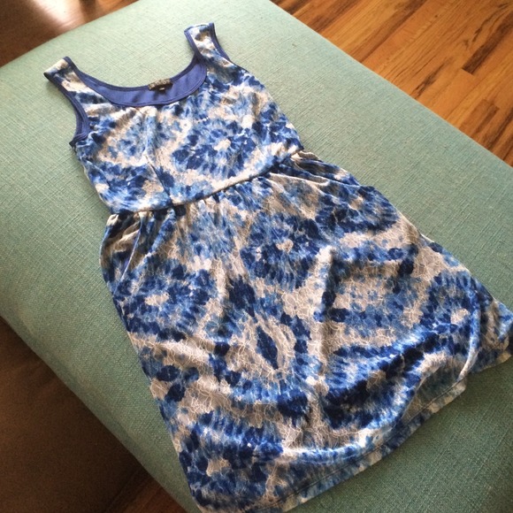 Blue and white tie-dye dress
