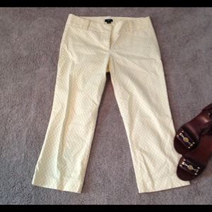Jcrew City Fit Yellow and White cropped pants
