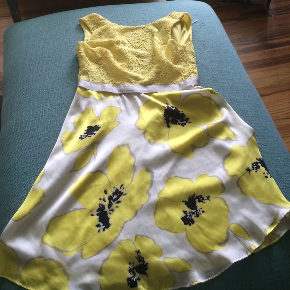 Yellow and white floral/lace summer dress