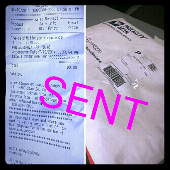 SENT!!!! WE ARE PROFESSIONAL AND MAIL OUT ASAP