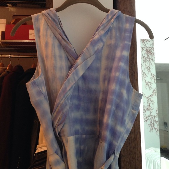 Calypso wrap dress in blue white hombre tie dye - Picture 3 of 4