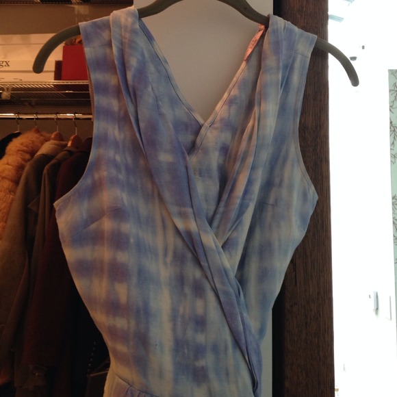 Calypso wrap dress in blue white hombre tie dye - Picture 4 of 4
