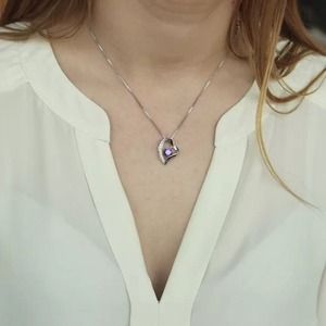 Sterling silver cubic zirconia necklace heart shap