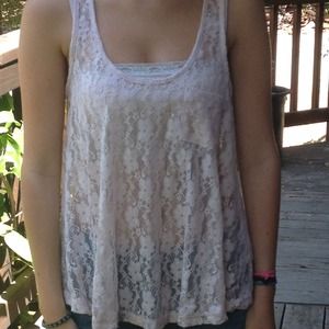 Lace light pink sheer tanktop