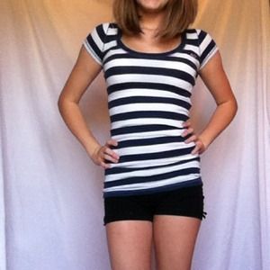 Blue and white striped Hollister scoop neck