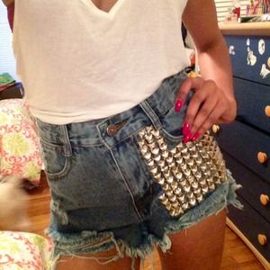 Custom studded shorts!