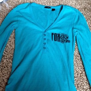 Long sleeve turquoise blue FOX thermal Henley