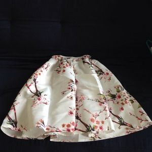 White Pleated Cherry Blossom Skirt