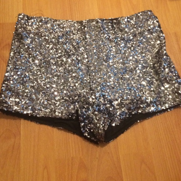 Blue and Silver Sequin Shorts
