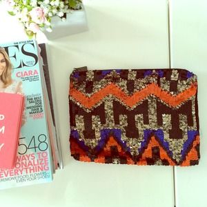 Zara sequin envelope clutch.