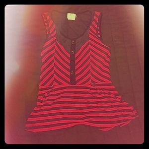silence + noise Tops - Silence and Noise Striped Peplum Tank silence + noise Tops - Silence and Noise Striped Peplum Tank