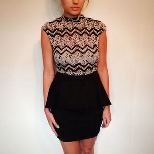 Black cocktail dress with lace