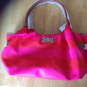 Kate Spade Stevie Cambridge Stripe Rose Handbag