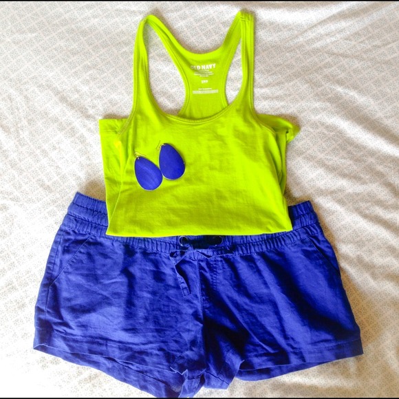Royal Blue Cotton/Linen Shorts, Size L