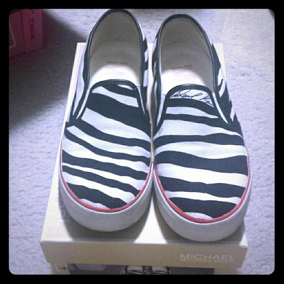 Michael kors size 10 zebra print slip ons