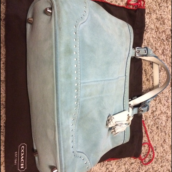 Light blue Coach Suede handbag - Picture 2 of 4