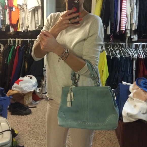 Light blue Coach Suede handbag - Picture 3 of 4