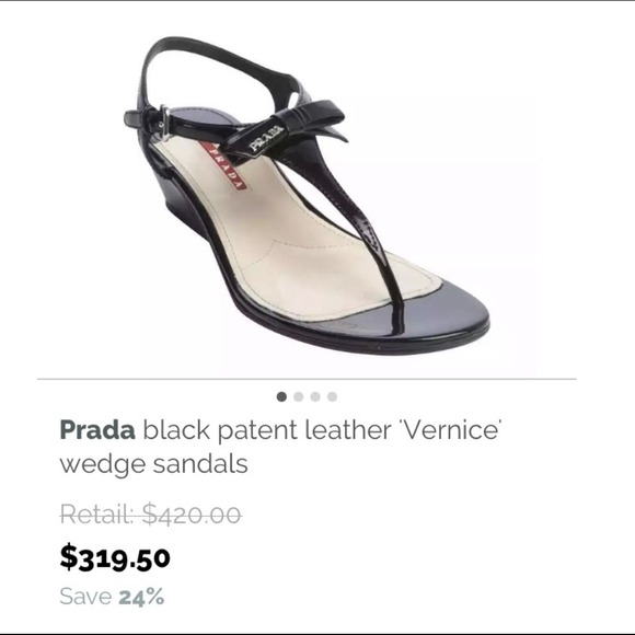 ❌SOLD❌Prada T-Strap Bow wedge sandal - Picture 4 of 4