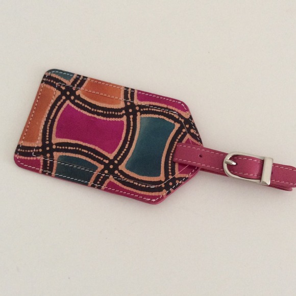 Genuine leather hand painted luggage tag, rare!