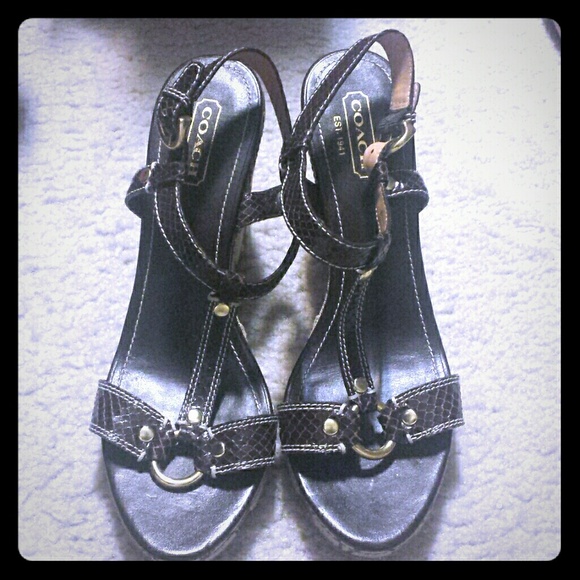 Coach brown and tan wedge heel size 9.5