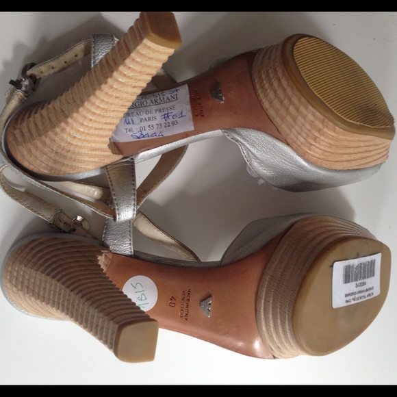 Emporio Armani Silver Sandal Platform Heels - Picture 2 of 3