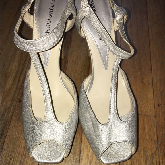 Emporio Armani Silver Sandal Platform Heels - Picture 3 of 3