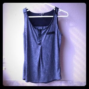 Grey Tank with Faux Leather Trim, Size XS