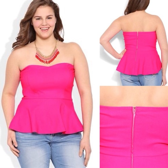 Tops - ✨Host Pick✨ Neon Pink Plus Size 3X Peplum Top NWT