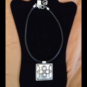 Bali Style Large Pendant Black Leather Necklace