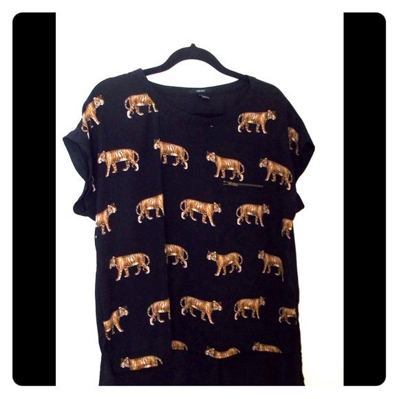 Tiger printed High-low Hemline Shirt