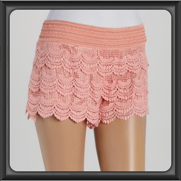Coral Crocheted Shorts