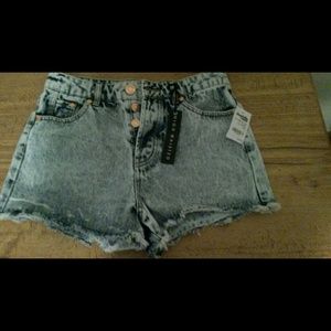 high waisted acid wash shorts