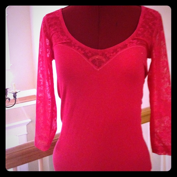 SOLD! Hot pink lace shirt! Nwot - Picture 1 of 4